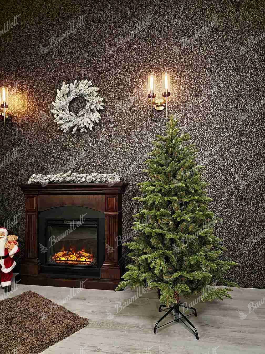 Künstlicher Weihnachtsbaum 3D Kaukasus-Tanne 150cm hat dichte hellgrüne Nadeln