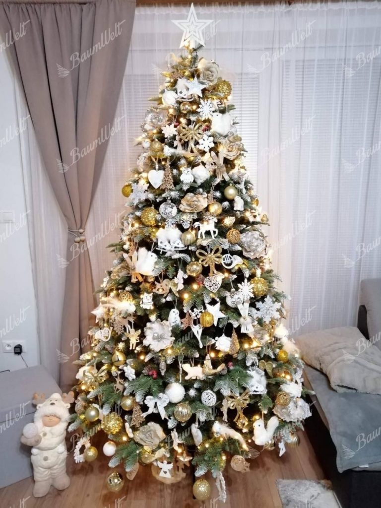 Künstlicher Weihnachtsbaum 3D Tanne mit Kunstschnee 210cm