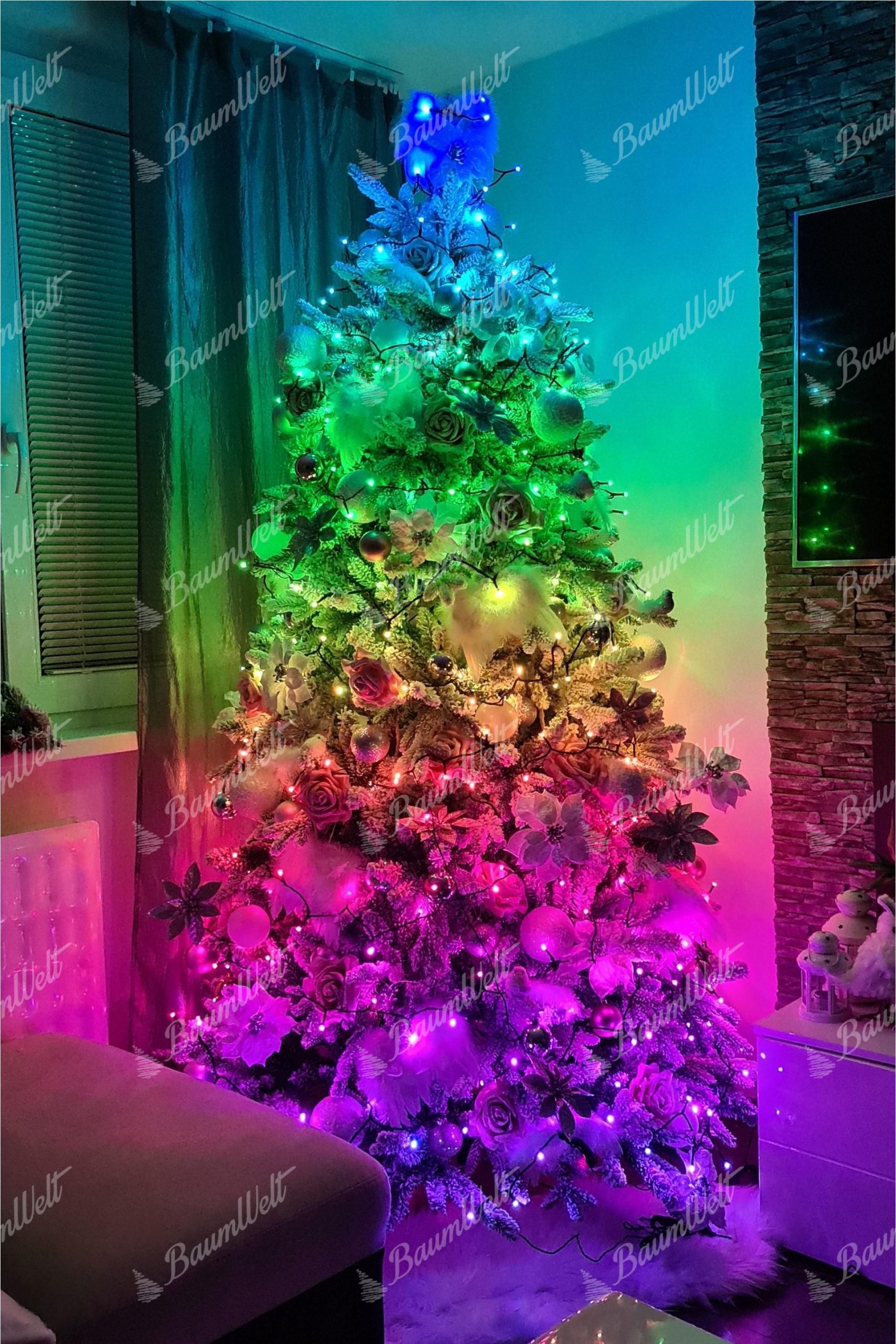 Bunte LED-Weihnachtsbeleuchtung Twinkly für den Weihnachtsbaum 32m RGB 400LED