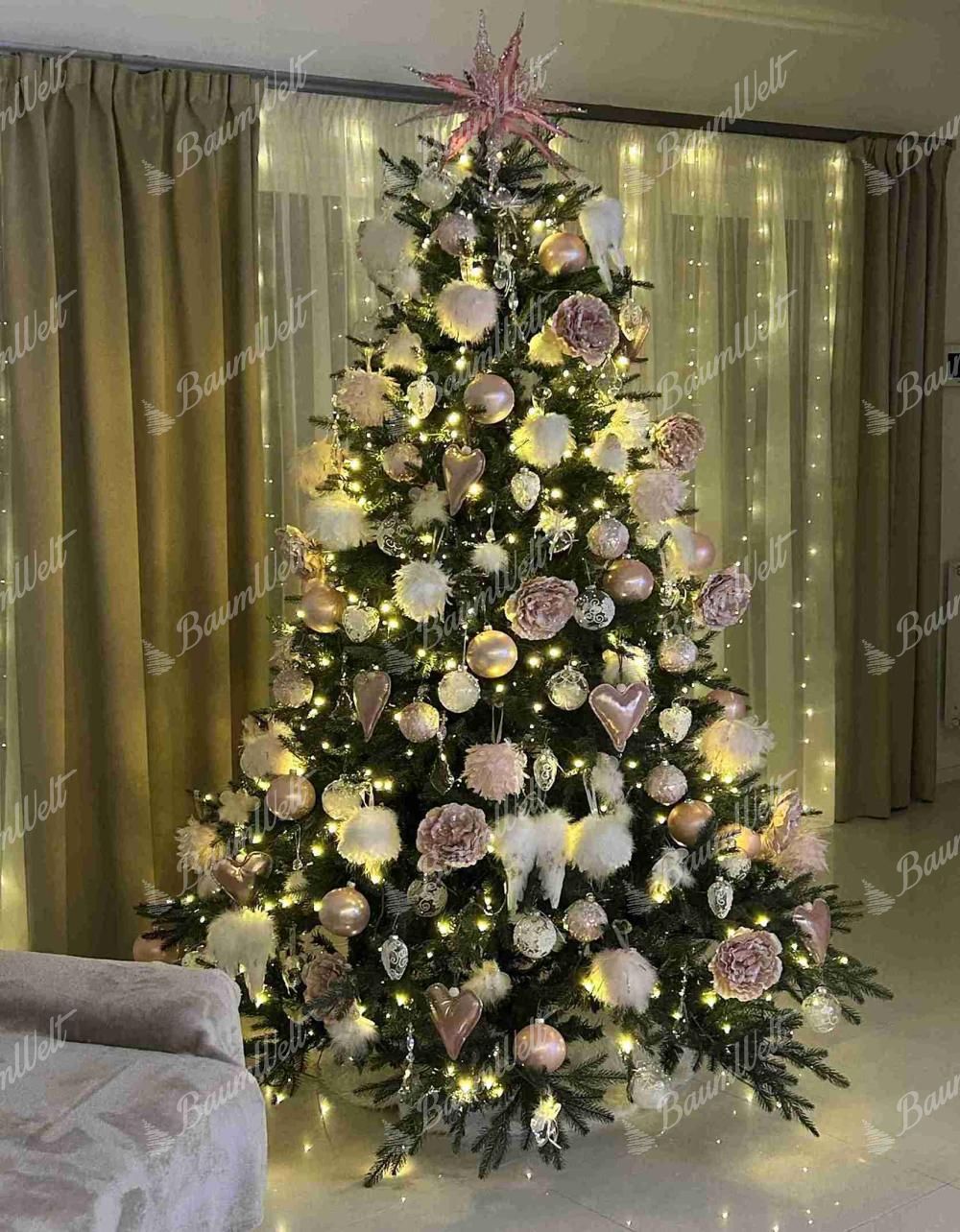 Künstlicher Weihnachtbaum 3D Fichte Massiv mit LED- Beleuchtung 210cm 450LED